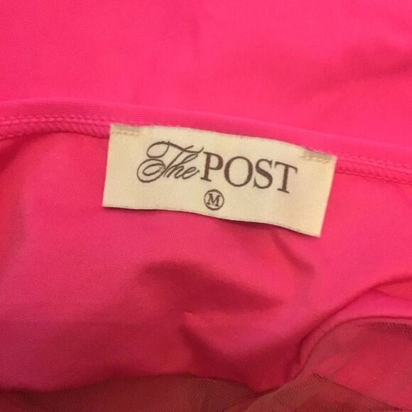 The POST Swimwear Mesh One Shoulder One Piece in Fuchsia - Picture 7 of 7